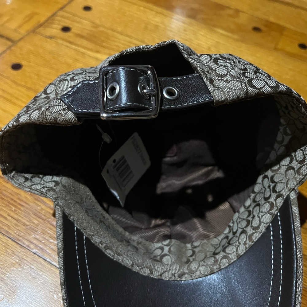 Coach Brown Patterned C Baseball Cap Hat Leather … - image 2